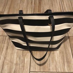 Stella & Dot Black and White striped tote bag